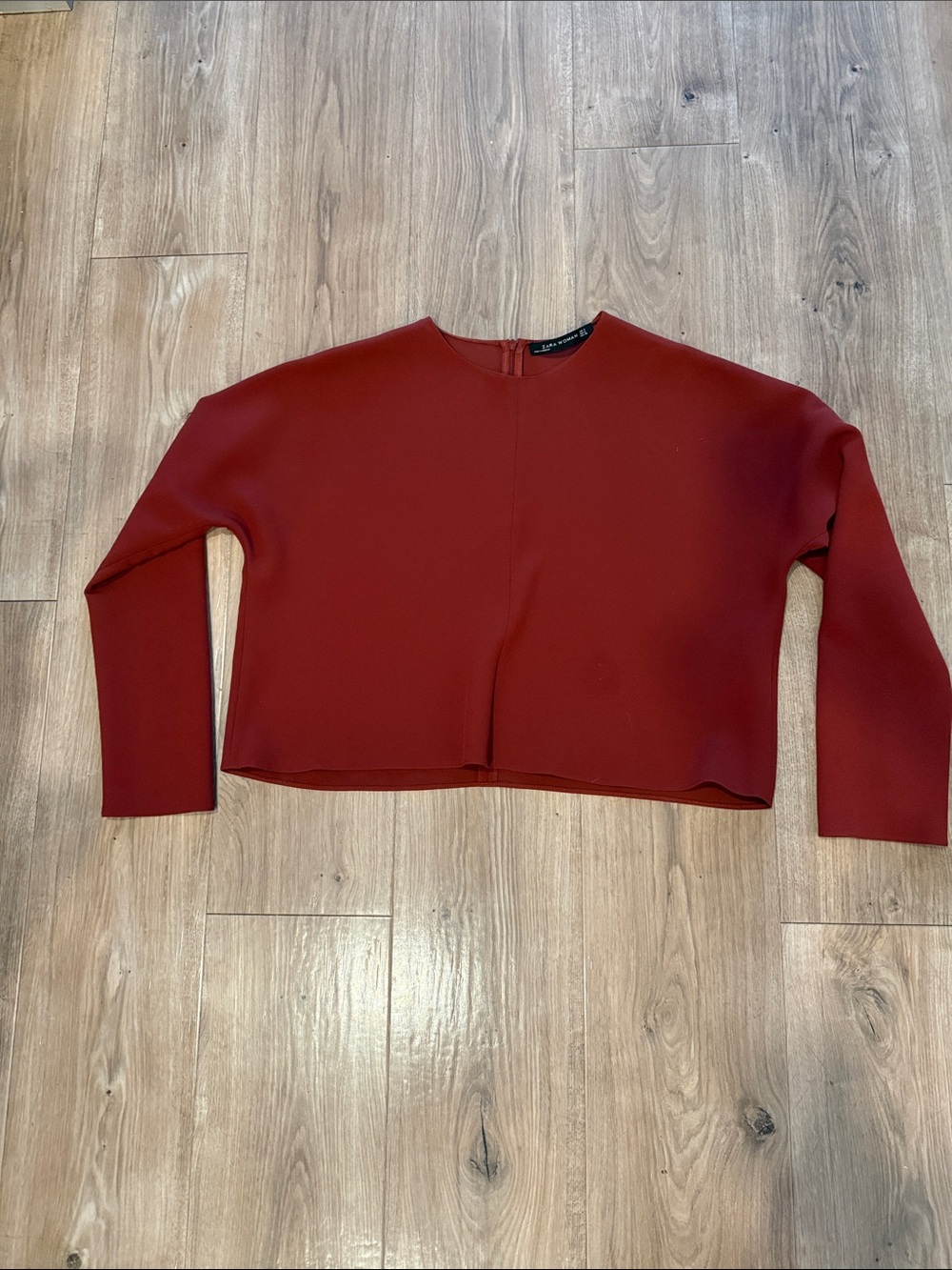 Zara Women's Red Long-Sleeve Top